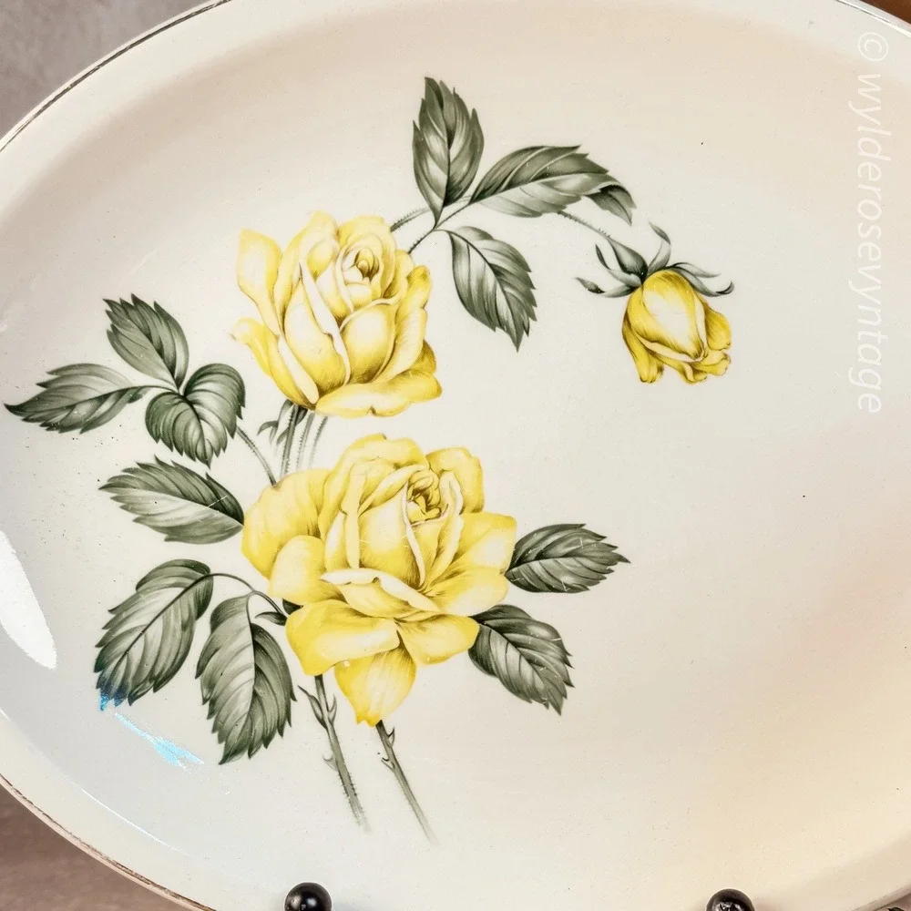 Yellow Rose Platter by Padden City Pottery‎